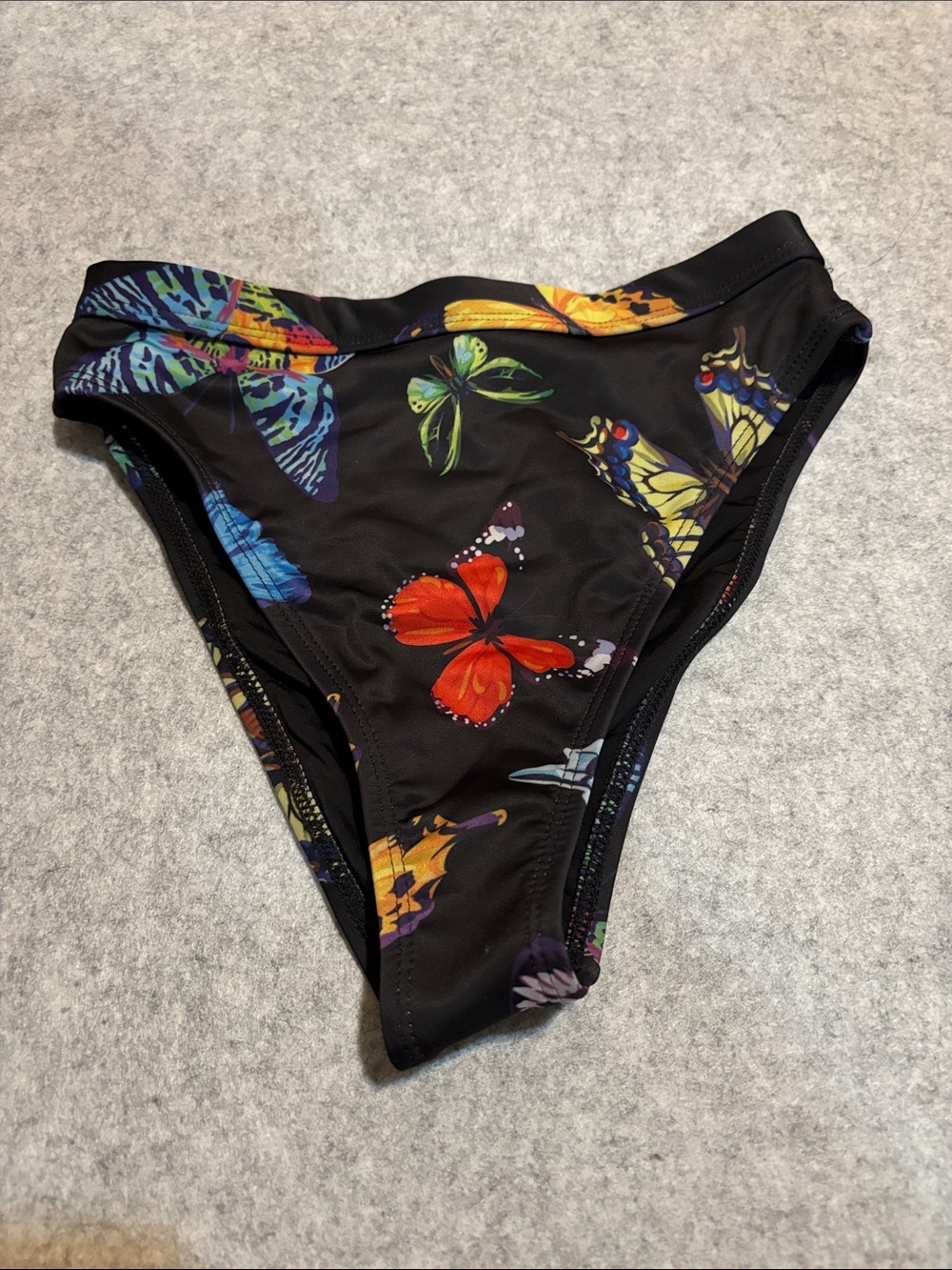 iHeartRaves Black Rave Bottom with Multicolor Butterfly Print